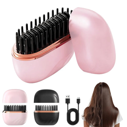 2025 New Glowette Mini Straightener Rechargeable Portable Hair Straightener Brush Anti-Scald Shell Cordless USB Charging Straighteners
